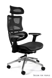 Fotel biurowy, krzesło biurowe Unique Fotel ergonomiczny ERGOTECH Czarny Aluminium Zapytaj o RABAT CM-B137A - Fotele i krzesła biurowe - miniaturka - grafika 2