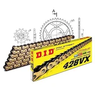 Części motocyklowe - Zestaw łańcuchów DID stal 428VX / 114 zamek nitowy do Suzuki TU XT XTU 125 ccm rok prod. 1999 - miniaturka - grafika 1