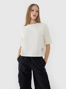4F T-shirt oversize z nadrukiem damski 4FWSS25TTSHF1971-11S Biały Roz. XS - Koszulki i topy damskie - miniaturka - grafika 1