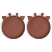 Miseczki i talerzyki dla dzieci - 2 Talerzyki Silikonowe Giraf Mahogany Nuuroo - miniaturka - grafika 1