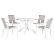 Meble ogrodowe - Zestaw ogrodowy dla 4 osób MALETTO/BUSSETO Metal Biały - miniaturka - grafika 1