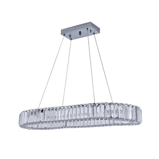 Żyrandol, owalny design, nowoczesna kryształowa zawieszka, rozmiar L70cm, nie zdalnie sterowany i wymienny