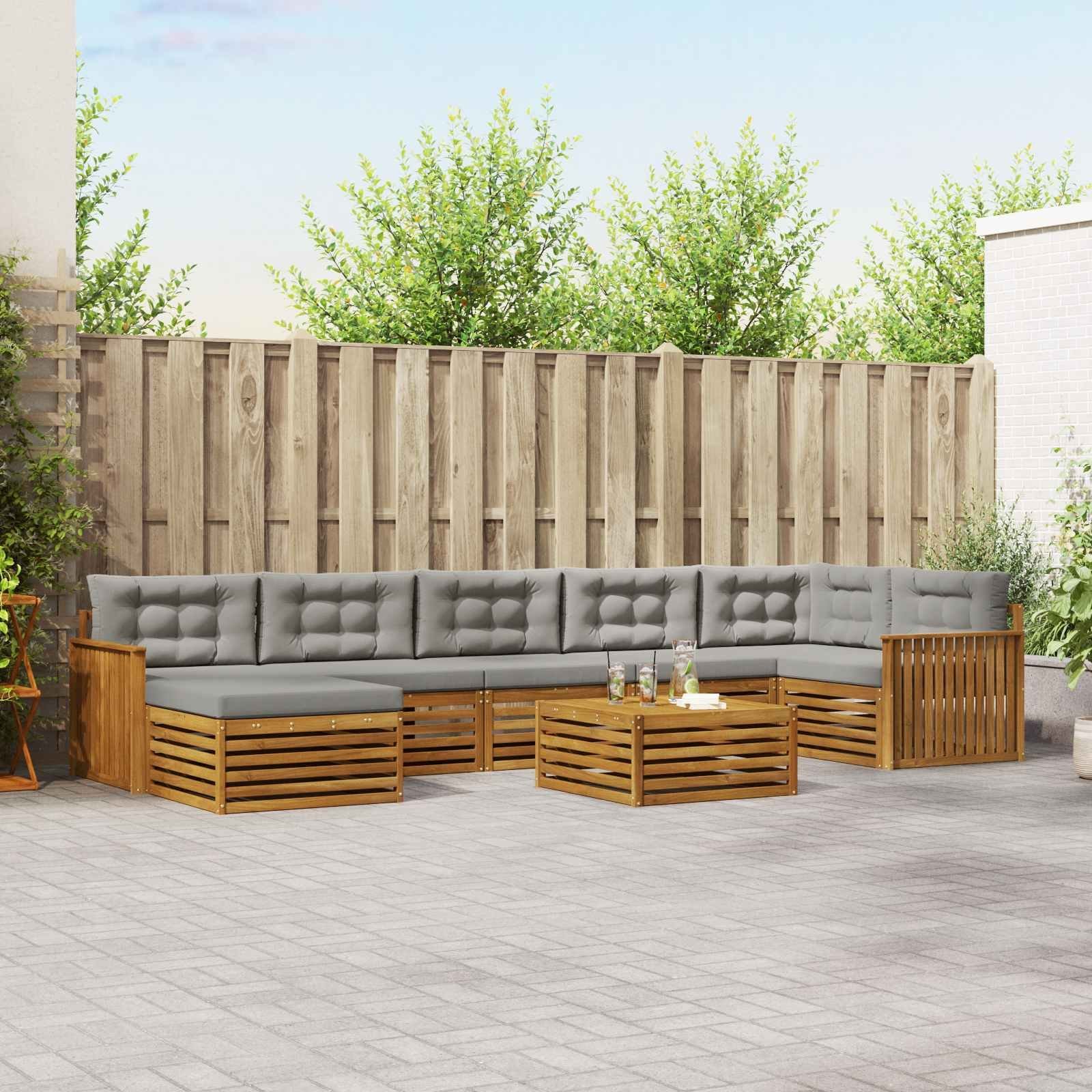 vidaXL Zestawy sof 8 pcs i Jasny Szary Lite Drewno Akacji