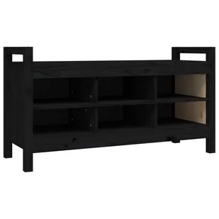 Ławka do przedpokoju, czarna, 110x40x60 cm, lite drewno sosnowe - Ławki do przedpokoju - miniaturka - grafika 3