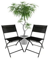 Fotele i krzesła ogrodowe - Zestaw 2 krzeseł - nowoczesne składane metalowe krzesło ogrodowe czarne - miniaturka - grafika 1