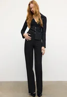 Spodnie damskie - Stradivarius Eleganckie spodnie z szerokimi nogawkami Czarny 36 - miniaturka - grafika 1