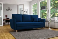 Pościel - Sofa rozkładana LILI, sofa z funkcją spania i pojemnikiem na pościel, sofa rozkładana, sofa na nóżkach z naturalnego drewna, sofa w kolorze: niebieski, tkanina welurowa - miniaturka - grafika 1