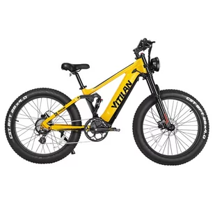 Elektryczny rower górski Vitilan T7, grube opony CST 26*4,0 cali, silnik Bafang 750W, bateria 48V 20Ah - żółty - Rowery elektryczne - miniaturka - grafika 3