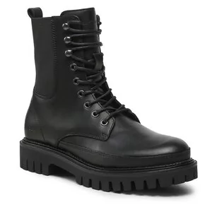 Botki męskie - Trapery Tommy Hilfiger - Premium Casual Chunky Lth Boot FM0FM04187 Black BDS - grafika 1