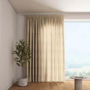Zasłona na taśmie marszczącej 1 szt., beżowy, Delicate Premium - Zasłony - miniaturka - grafika 1