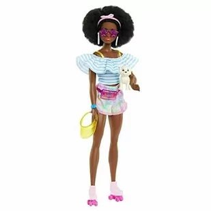 Lalka Barbie Z Fryzurą Afro, Wrotkami, Strojem I Zwierzątkiem Hpl77 - Lalki dla dziewczynek - miniaturka - grafika 1