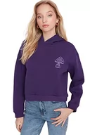 Bluzy damskie - Trendyol Damska bluza z kapturem, zwykła, fioletowa, XL, Fioletowy - miniaturka - grafika 1