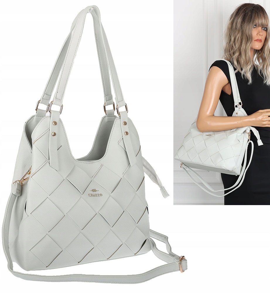 Torebka Damska shopper worek włoska marka CHARRO pojemna CH3357 szara