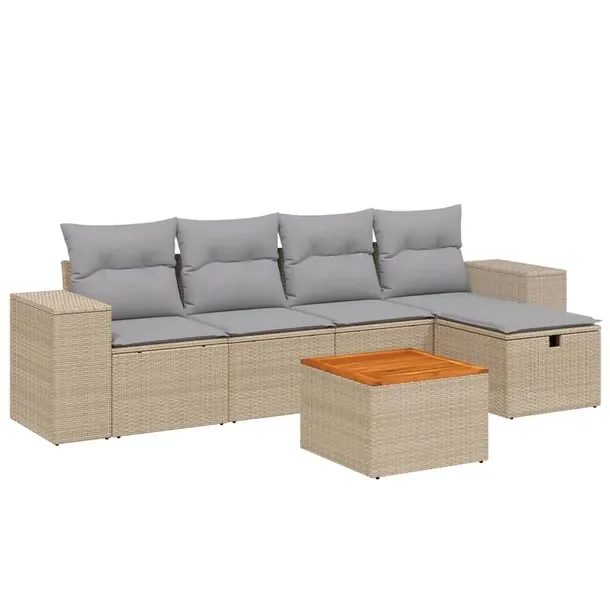 Zestaw mebli ogrodowych modułowych, mieszany beżowy, rattan PE, stal, 55x