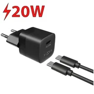 Ładowarki do telefonów - Ładowarka sieciowa FIXED Mini USB-C PD 20W + USB-C kabel 1m (FIXC20M-CC-BK) Czarna - miniaturka - grafika 1