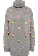 Swetry damskie - myMo Damski sweter z dzianiny 12419396, szary, wielokolorowy, XL-XXL - miniaturka - grafika 1