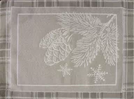 Obrusy i serwetki - Bieżnik obrus dekoracyjny HOLLY 45x100 Eurofirany ciemnobeżowy kratka śnieżynki szyszka - miniaturka - grafika 1