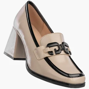 Czółenka Damskie Ekoskóra Buty Na Obcasie Mokasyny Eleganckie Beżowe 37 - Mokasyny damskie Czółenka Damskie Ekoskóra Buty Na Obcasie Mokasyny Eleganckie Beżowe 37 - Mokasyny damskie - miniaturka - grafika 1