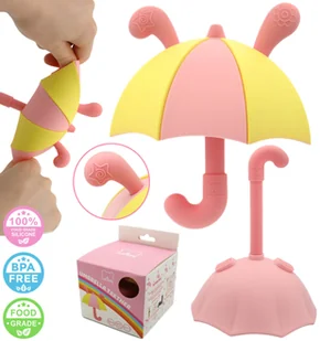 Gryzak silikonowy parasolka sensoryczny ząbkowanie uspokajający SafeTeddy - Gryzaki dla dzieci - miniaturka - grafika 1