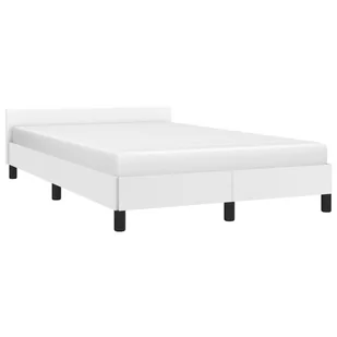 Lumarko Rama łóżka z zagłówkiem, biała, 120x200 cm, sztuczna skóra - Łóżka - miniaturka - grafika 4