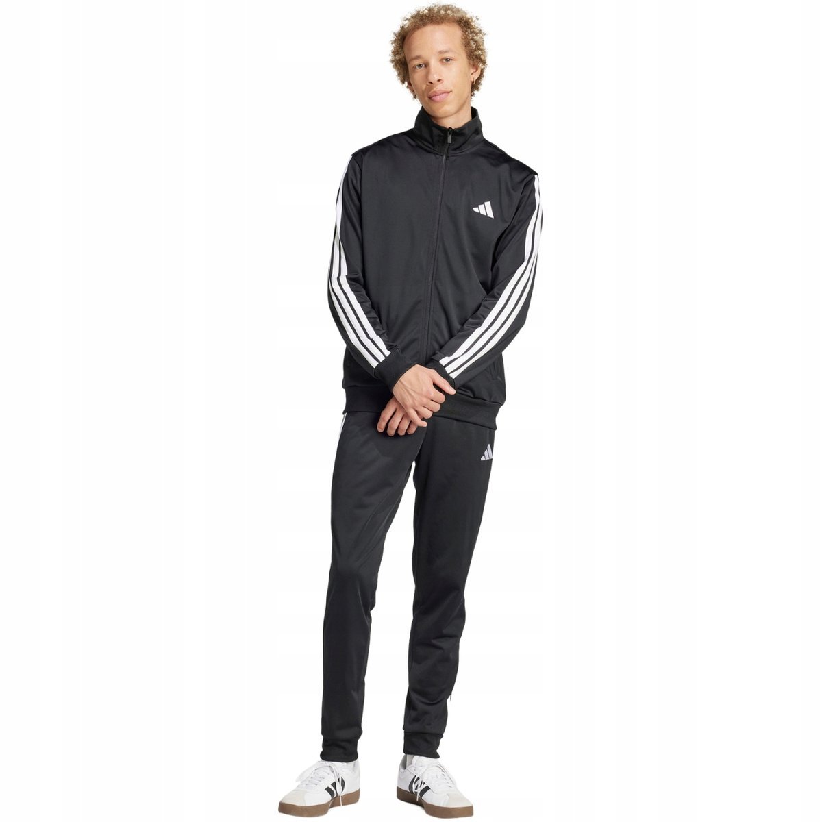 Dres męski adidas Sportswear Basic 3-Stripes Tricot czarny JI8858 M