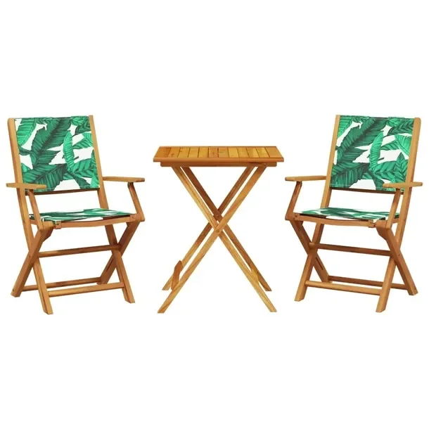Zestaw mebli bistro z litego drewna akacjowego, stół 60x60x75 cm, krzesł