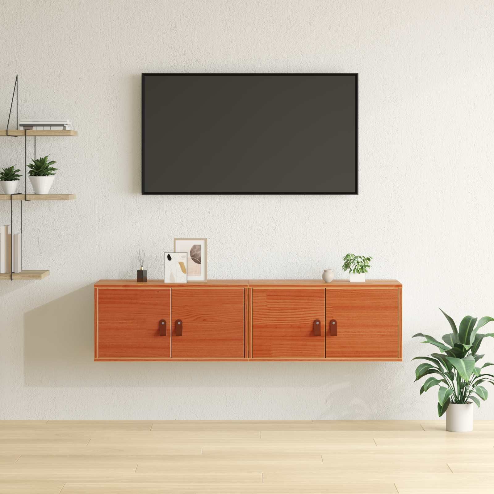 vidaXL Szafka ścienna z półką 2 pcs Woskowy Brąz 60 x 30 x 30 cm