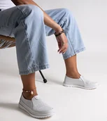 Półbuty damskie - Jasnoszare skórzane półbuty Vinceza-38 - VINCEZA - miniaturka - grafika 1