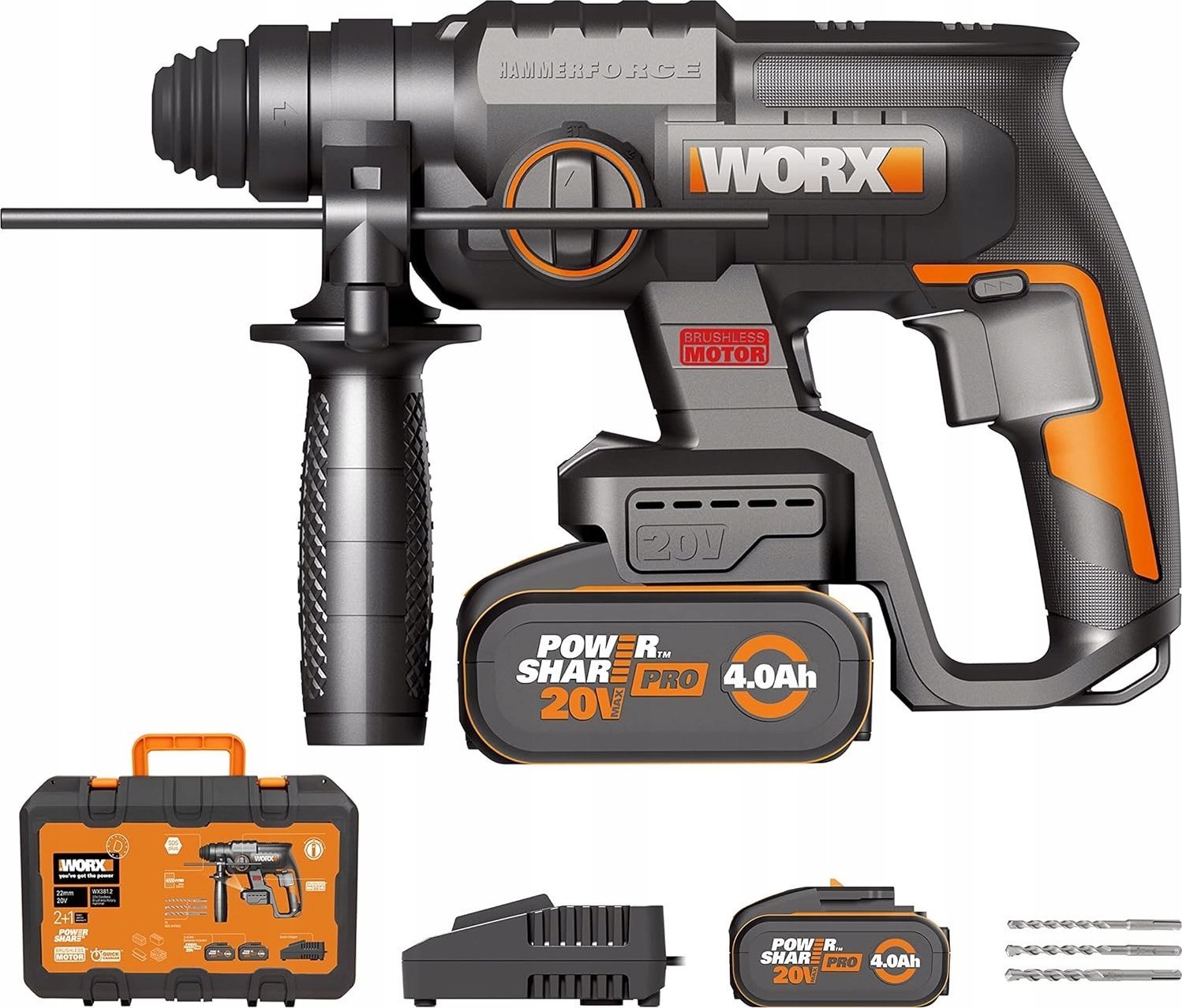 WORX Nitro 18 V 20 V MAX WX381.2 PowerShare 2 akumulatory 4 Ah w zestawie