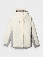 Kurtki damskie - Damska kurtka narciarska 4F 4FWAW24TTJAF593 - beżowa - miniaturka - grafika 1