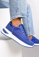 Sneakersy damskie - Niebieskie Sneakersy z Drobnymi Cyrkoniami Hinekle - miniaturka - grafika 1