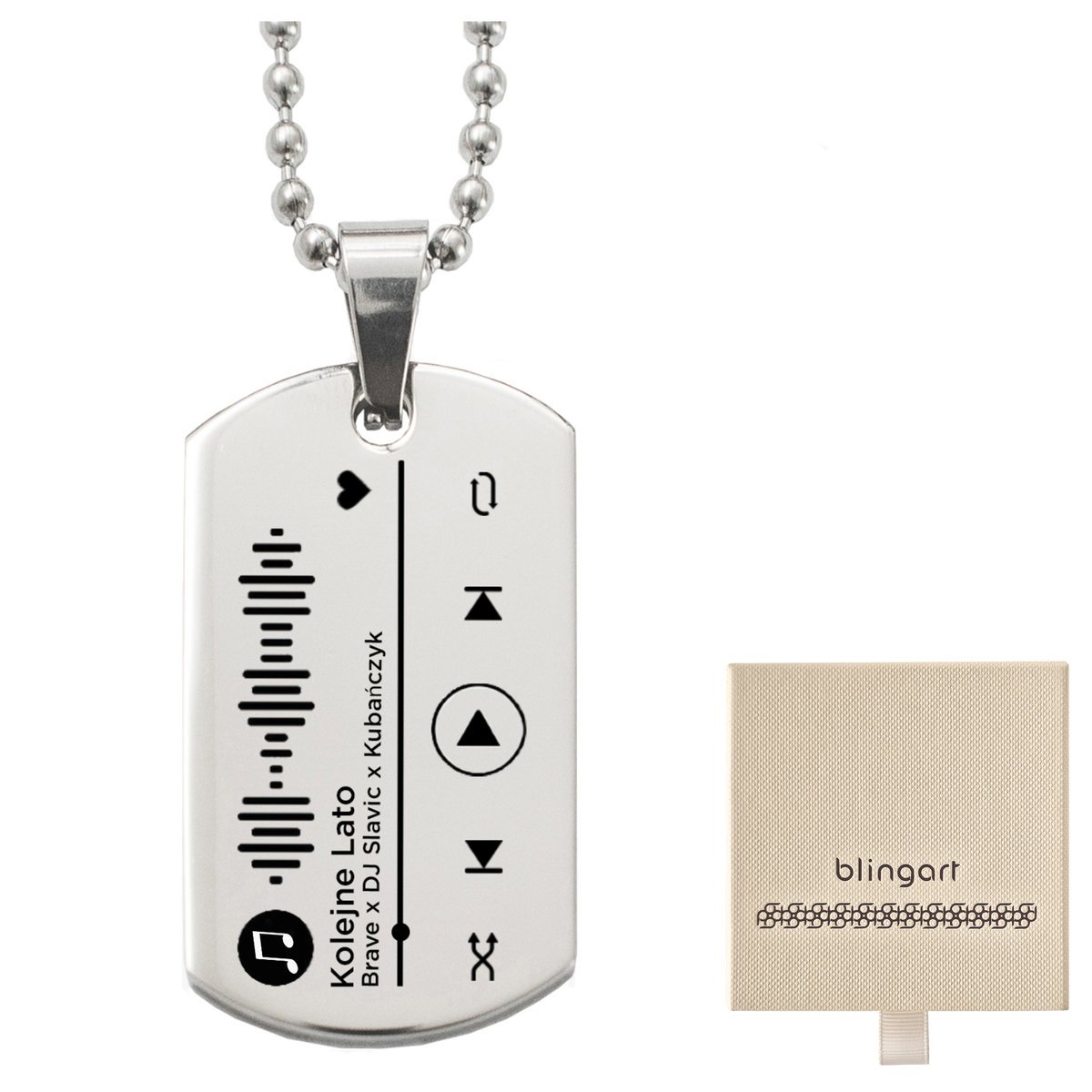 Nieśmiertelnik z grawerem + łańcuszek kulkowy