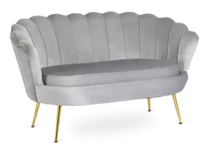 Szara welurowa sofa muszelka glamour - Deos - Sofy i kanapy Szara welurowa sofa muszelka glamour - Deos - Sofy i kanapy - miniaturka - grafika 1