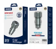 Ładowarki samochodowe - JELLICO ładowarka samochodowa F17 PD 60W 2xUSB-C Czarny - miniaturka - grafika 1