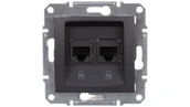 Gniazdka elektryczne - Schneider Electric SEDNA Gniazdo komputerowe 2 podwójne 2xRJ45 kat.5e grafit SDN4400170 SDN4400170/SCH - miniaturka - grafika 1