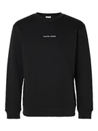 Bluzy męskie - SELECTED HOMME Męska bluza haftowana, Black 1, L - miniaturka - grafika 1