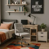 Fotele i pufy dla dzieci - Krzesło Obrotowe Młodzieżowe ASTRO Szare Welurowe Nowoczesne - miniaturka - grafika 1