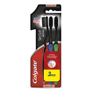Colgate Slim Ultra Soft Charcoal Active Carbon Toothbrush 3 p - Szczoteczki do zębów - miniaturka - grafika 1