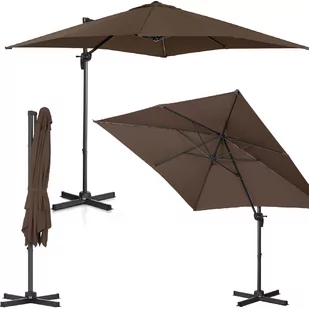 Uniprodo Parasol ogrodowy wiszący - obrotowy - 250 x 250 cm - brązowy UNI_UMBRELLA_2SQ250BR UNI_UMBRELLA_2SQ250BR - Parasole ogrodowe - miniaturka - grafika 1