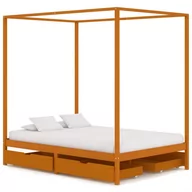 Łóżka - vidaXL Rama łóżka z baldachimem i 4 szufladami, sosna, 140 x 200 cm - miniaturka - grafika 1