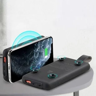 Remax power bank 10000mAh 18W bezprzewodowa ładowarka Qi z przyssawką 10W USB / USB Typ C PowerDelivery zielony (RPP-105 green) - Ładowarki do telefonów - miniaturka - grafika 4