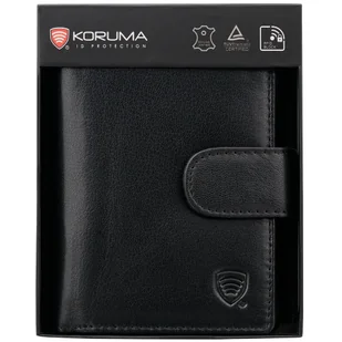 Skórzany męski portfel na karty i monety z ochroną RFID BLOCK (czarny) - Portfele - miniaturka - grafika 1