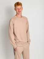 Bluzy męskie - Gładka bluza dresowa beżowy S - miniaturka - grafika 1