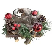 Ozdoby bożonarodzeniowe - Świecznik dekoracyjny SASKA GARDEN Wood 16 x 9 cm - miniaturka - grafika 1