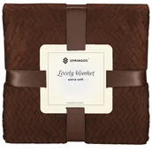 Narzuty - Koc narzuta na łóżko 200x220 cm ciemnobrazowy w jodełkę HA7159 - miniaturka - grafika 1