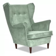 Fotele - Fotel Uszak mięta seledyn hydrofobowa tkanina LUX - miniaturka - grafika 1