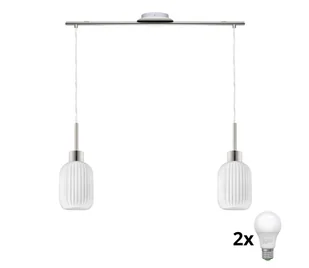 LED lampa wisząca HARMA 2xE27/60W/230V matowy chrom/biały - Lampy sufitowe - miniaturka - grafika 1