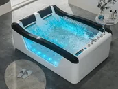 Wanny z hydromasażem - Podwójna wanna z hydromasażem Aquaholm PREMIUM LINE A9002 180cm x 120cm x 68cm BLUETOOTH, PODGRZEWACZ WODY, WODOSPAD, USB, PILOT - miniaturka - grafika 1