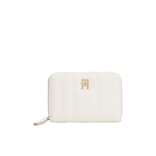 Tommy Hilfiger Damski średni portfel z zamkiem błyskawicznym z kieszonką na monety i przegródkami na karty, płatek kości słoniowej, jeden rozmiar