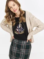 Koszulki i topy damskie - Czarny podkoszulek z kolorowym nadrukiem - miniaturka - grafika 1